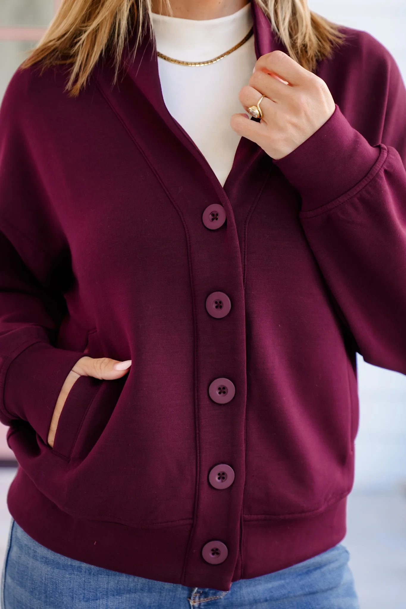 Solid Long Sleeve Knit Button Up Cardigan - Image 6