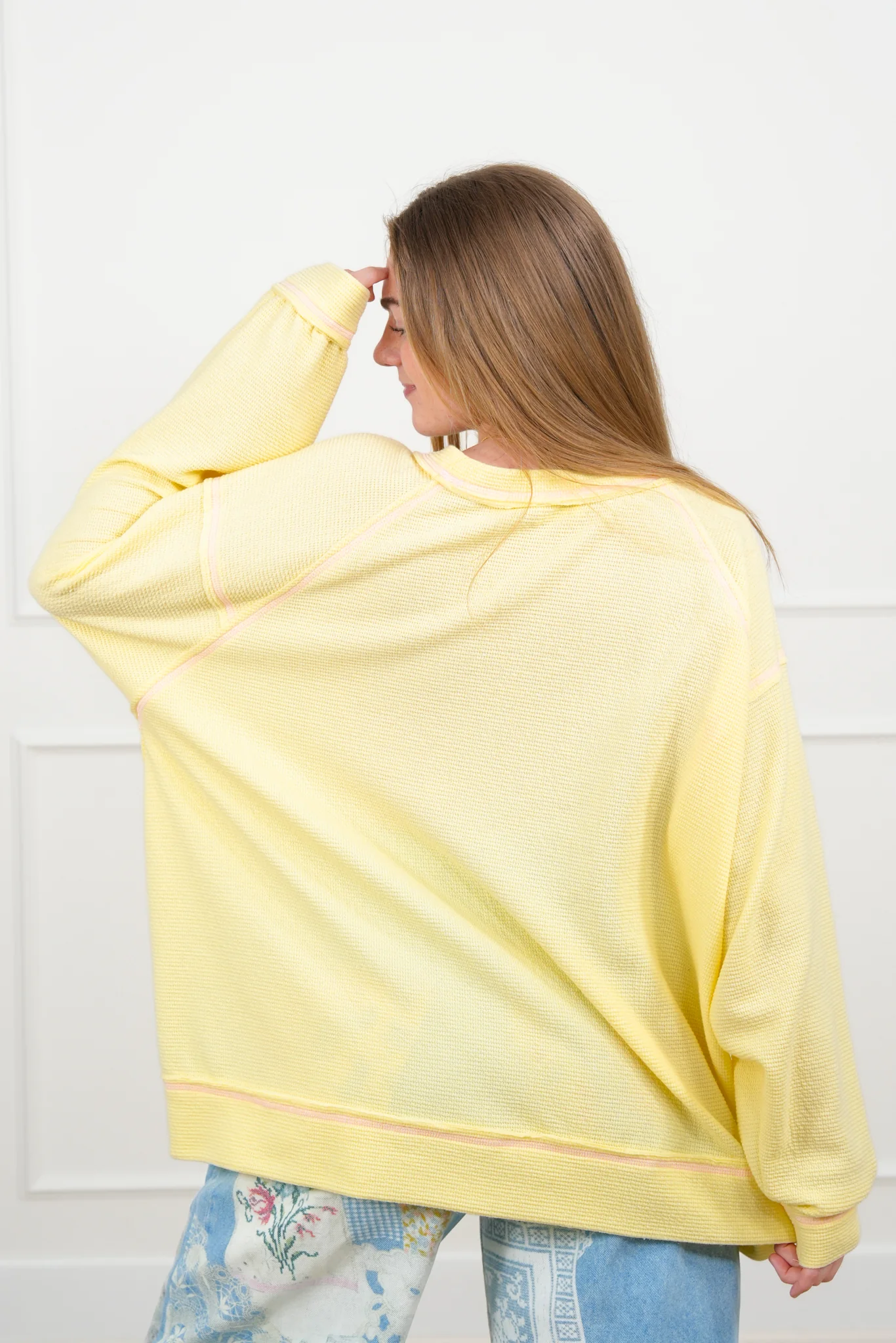 Solid Long Sleeve Knit Top with Reverse Seams - Image 5