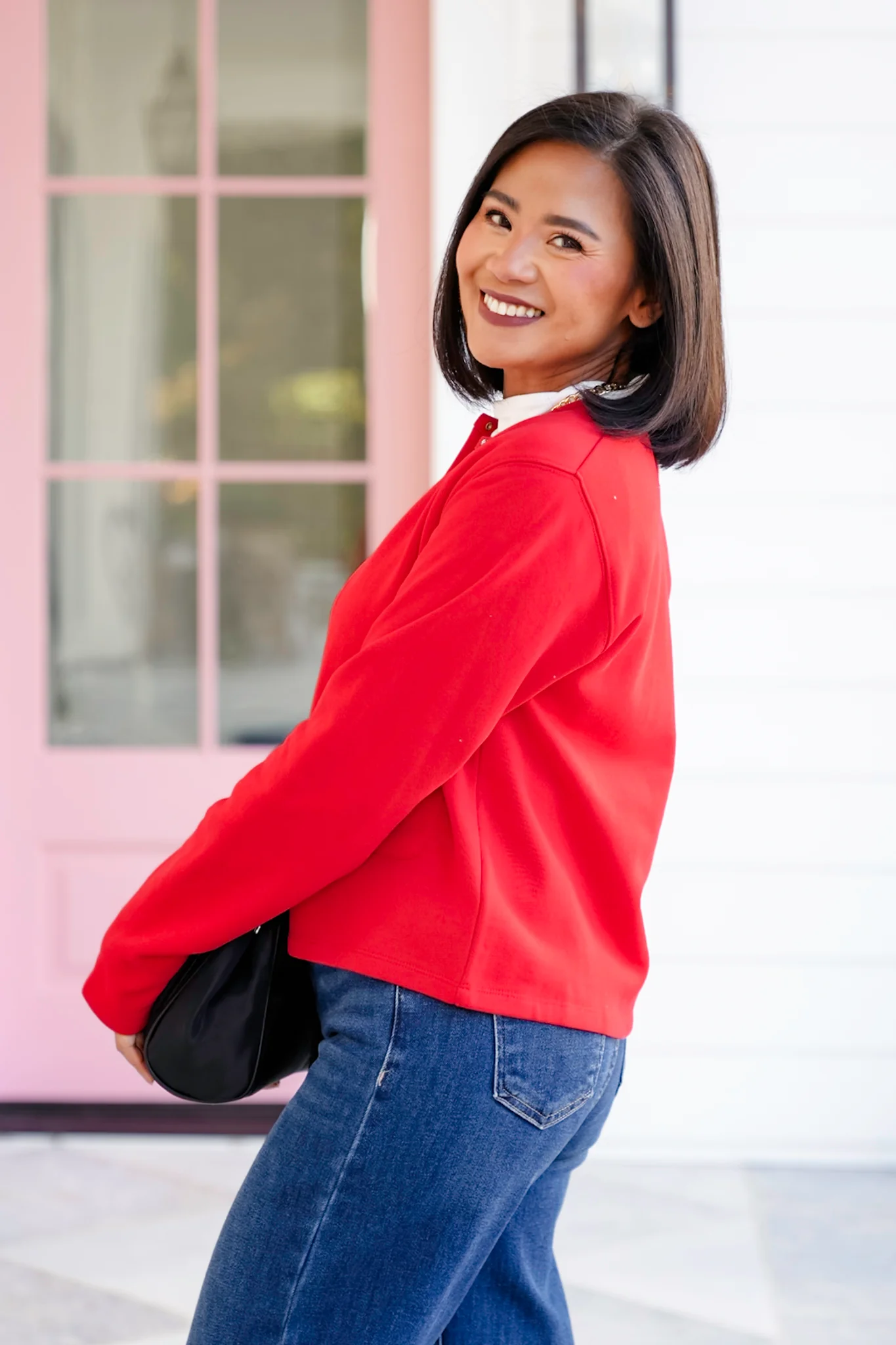Solid Long Sleeve Snap Button Down Cardigan - Image 5