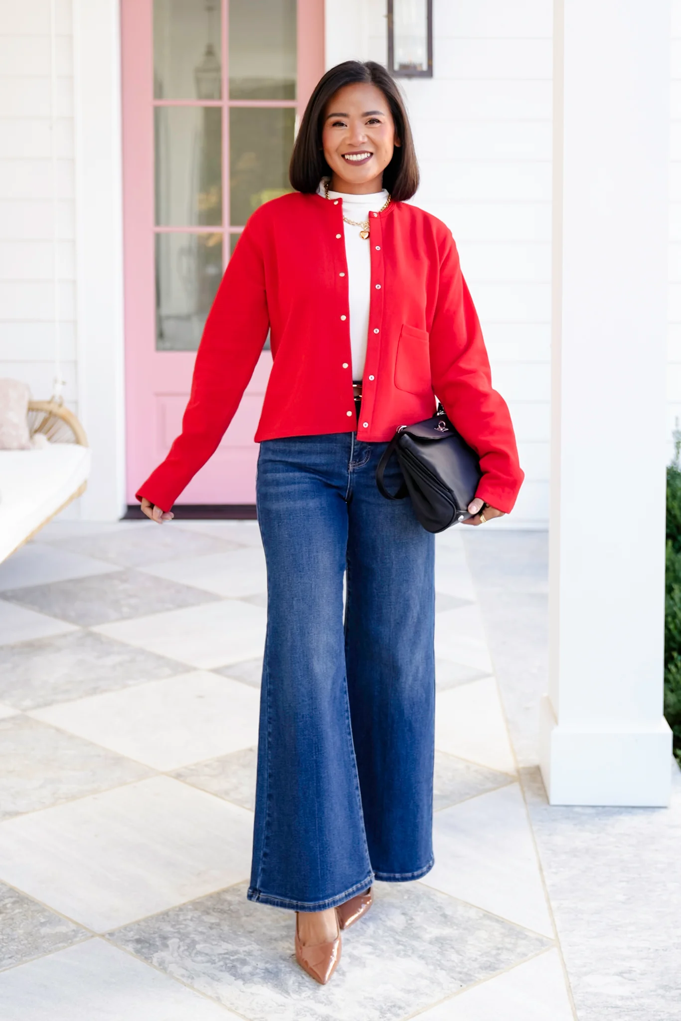 Solid Long Sleeve Snap Button Down Cardigan - Image 8