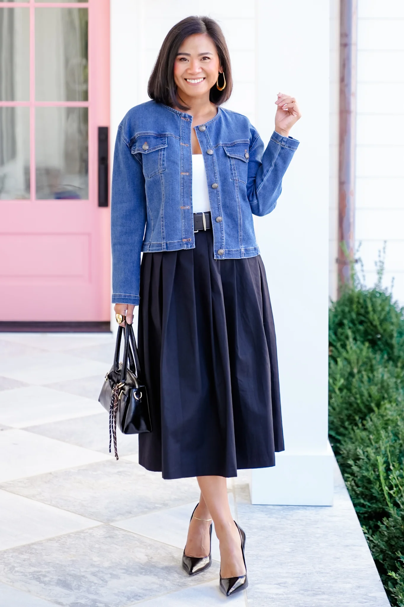 Solid Pleated Midi Skirt With Belt - Image 6