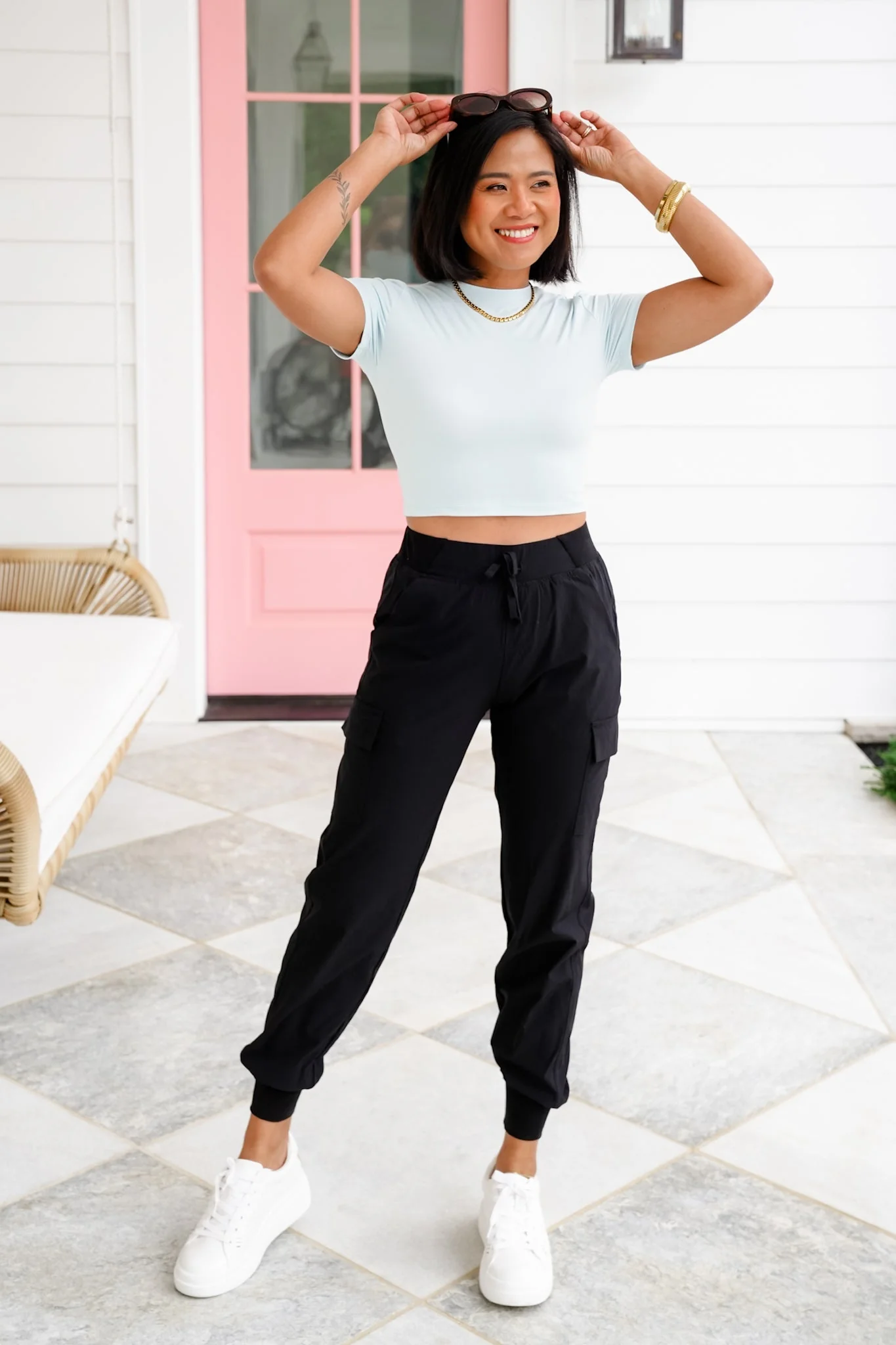 Restock! Solid Short Sleeve Round Neck Cropped Top - Image 6