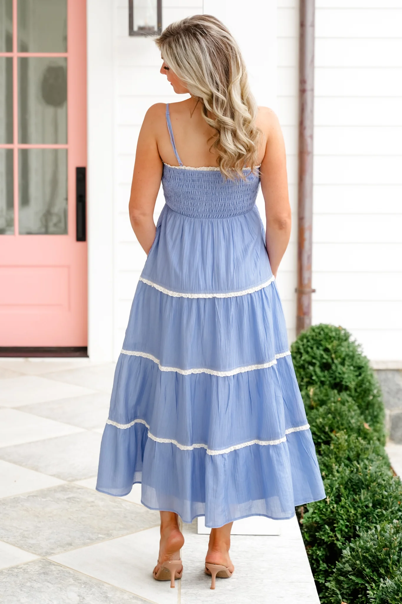 Solid Sleeveless Maxi Dress with Lace Trim - Image 5