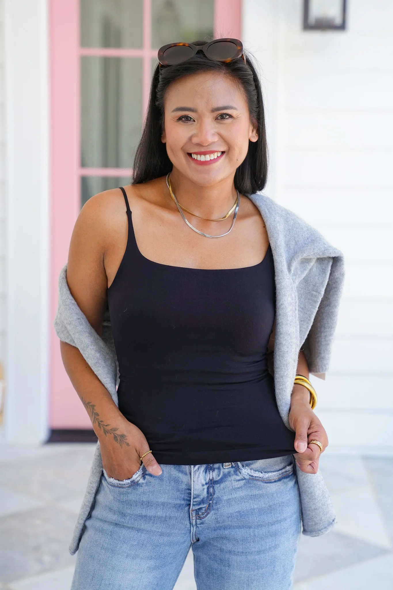 Solid Sleeveless Square Neck Cami Top - Image 4