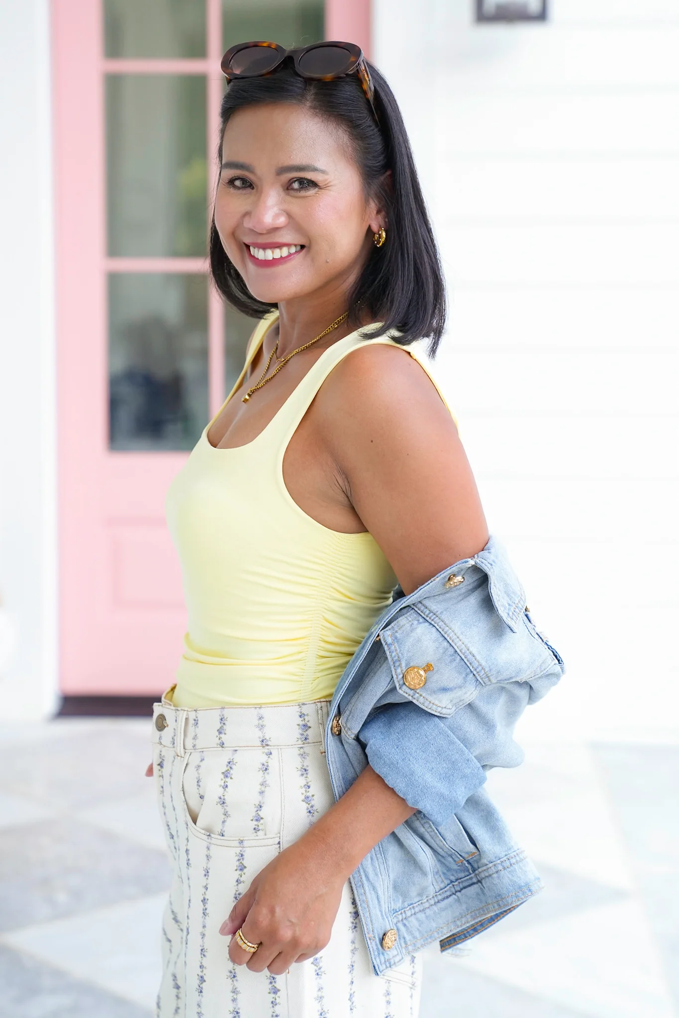 Solid Sleeveless Square Neck Top with Shirring Detail - Image 8