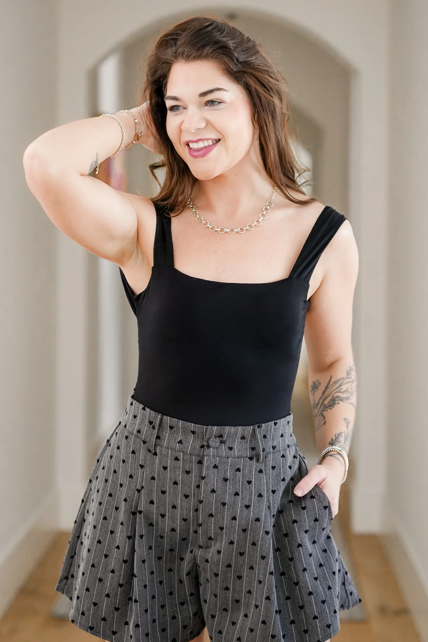 Solid Sleeveless Wide Strap Tie Back Bodysuit - Image 3