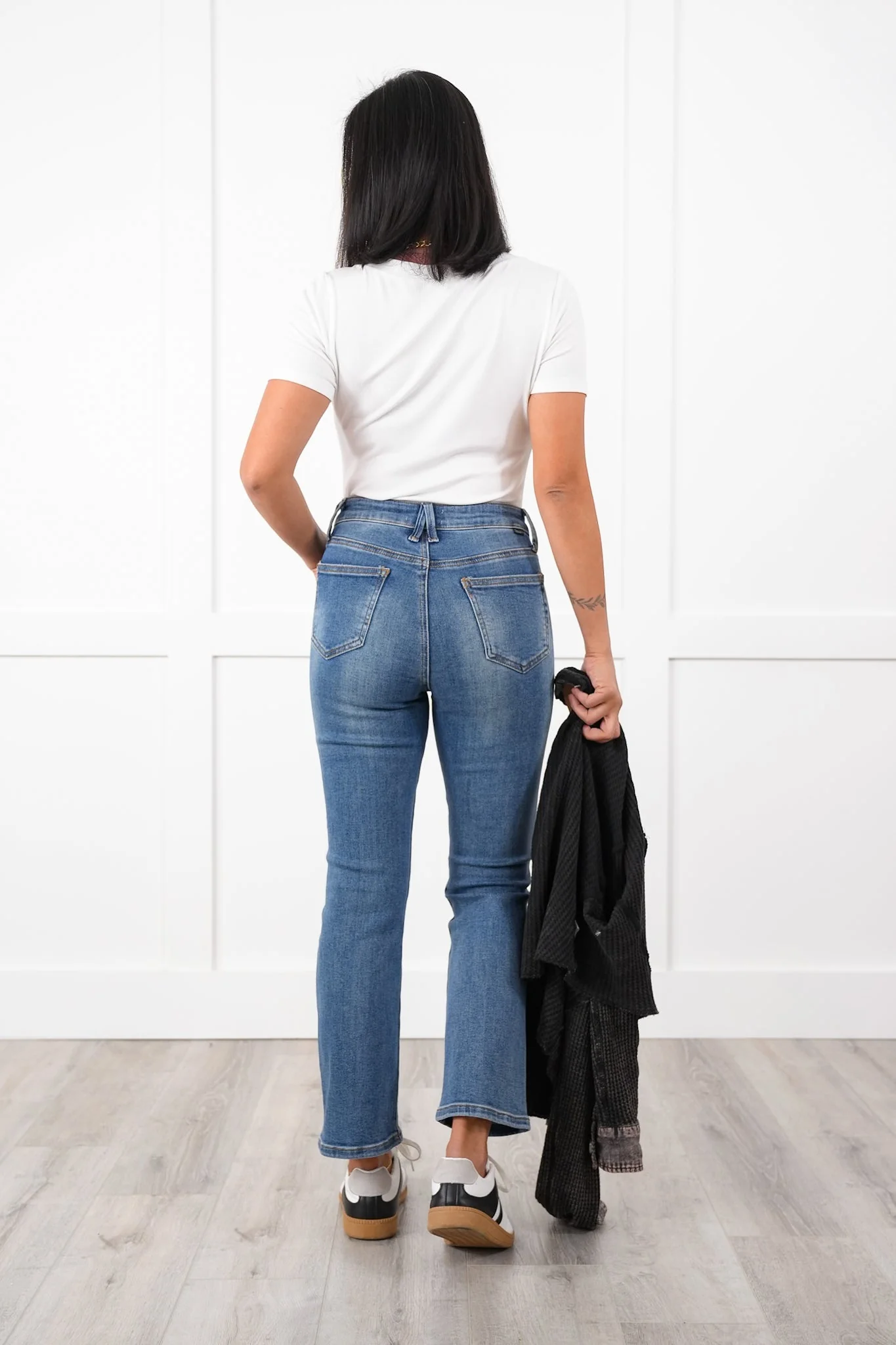 Special A High Rise Medium Wash Skinny Bootcut Jeans with Waist Detail - Image 6