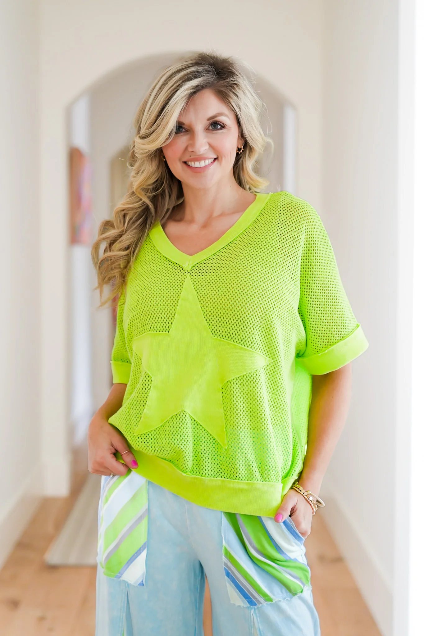 Star Patch Mineral Washed Knit Top - Image 7