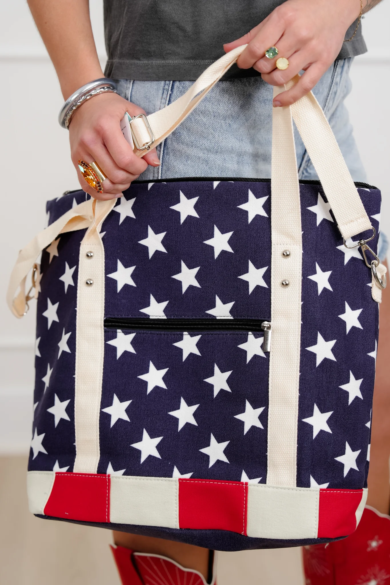 Stars and Stripes USA Flag Canvas Tote Bag - Image 2