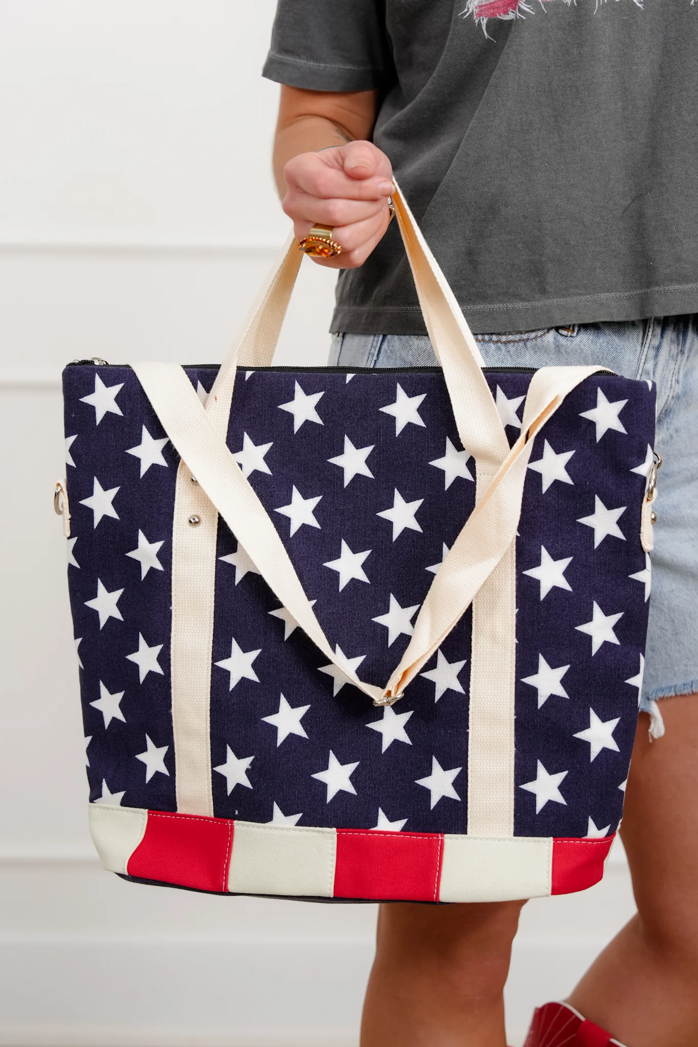 Stars and Stripes USA Flag Canvas Tote Bag - Image 4