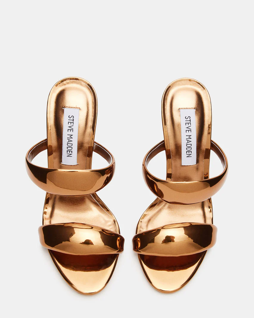 Steve Madden Glossy Sculpted Heel Slip On Sandals - Image 4
