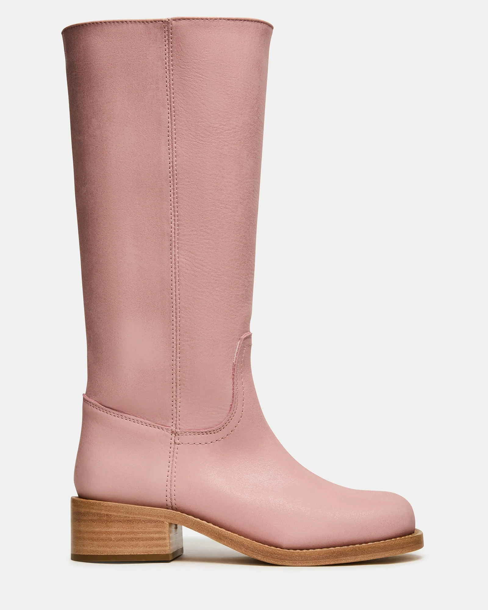 Steve Madden Leather Mid Calf Pull On Boot with Block Heel - Image 3