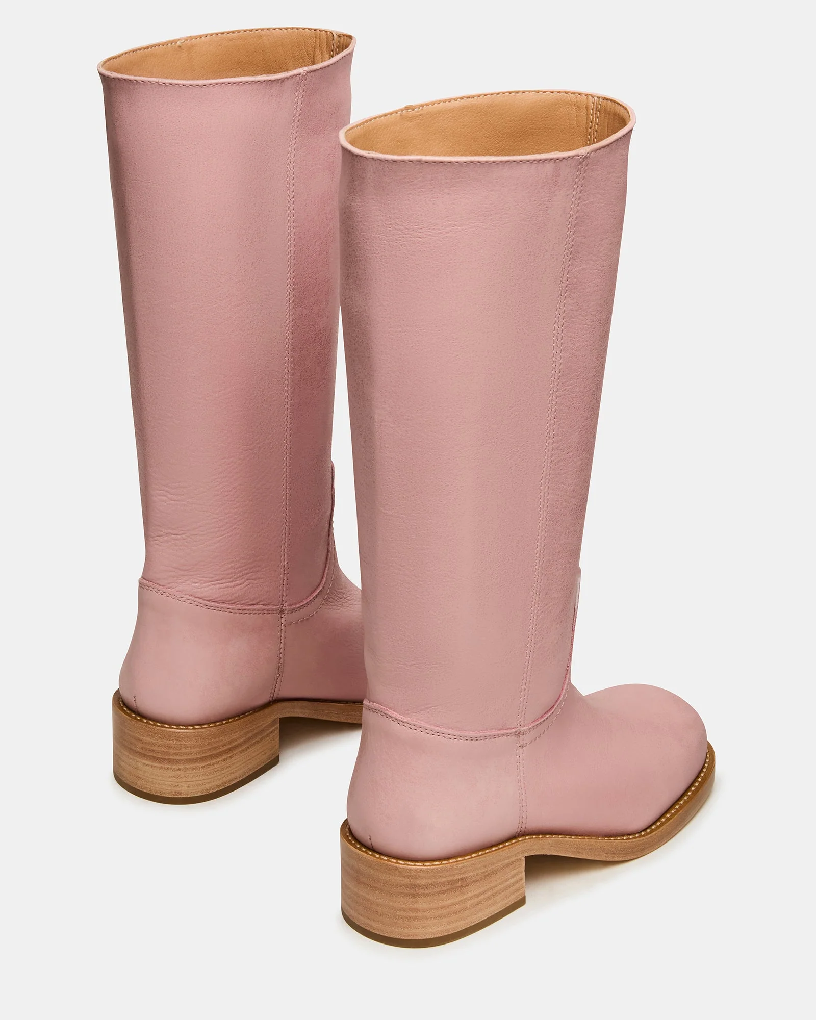 Steve Madden Leather Mid Calf Pull On Boot with Block Heel - Image 5