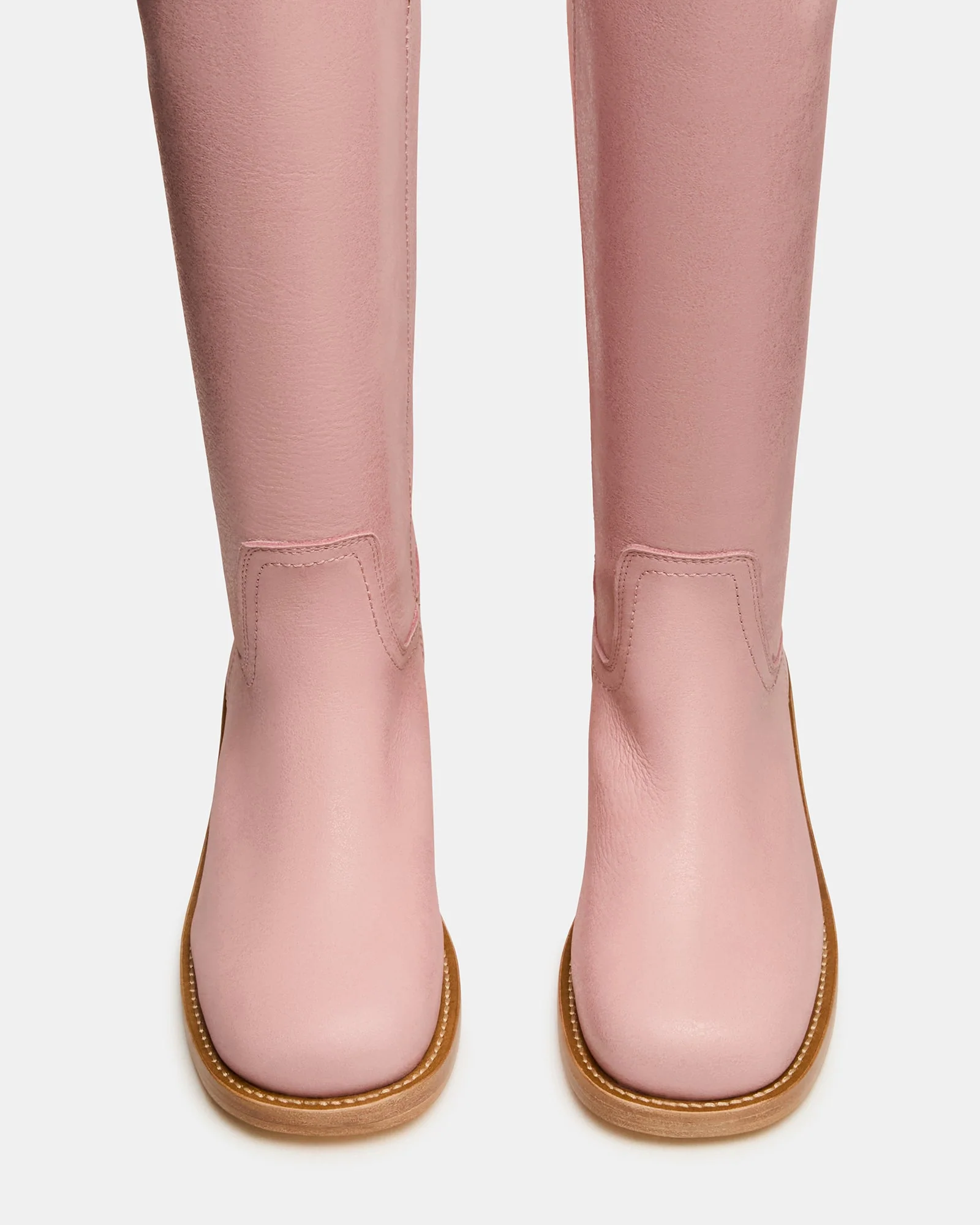 Steve Madden Leather Mid Calf Pull On Boot with Block Heel - Image 6