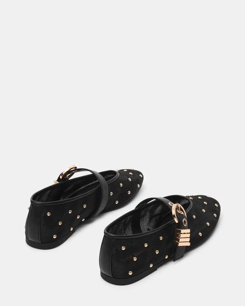 Steve Madden Mesh Flats with Gold Tone Studs and Metal Buckle Strap - Image 3