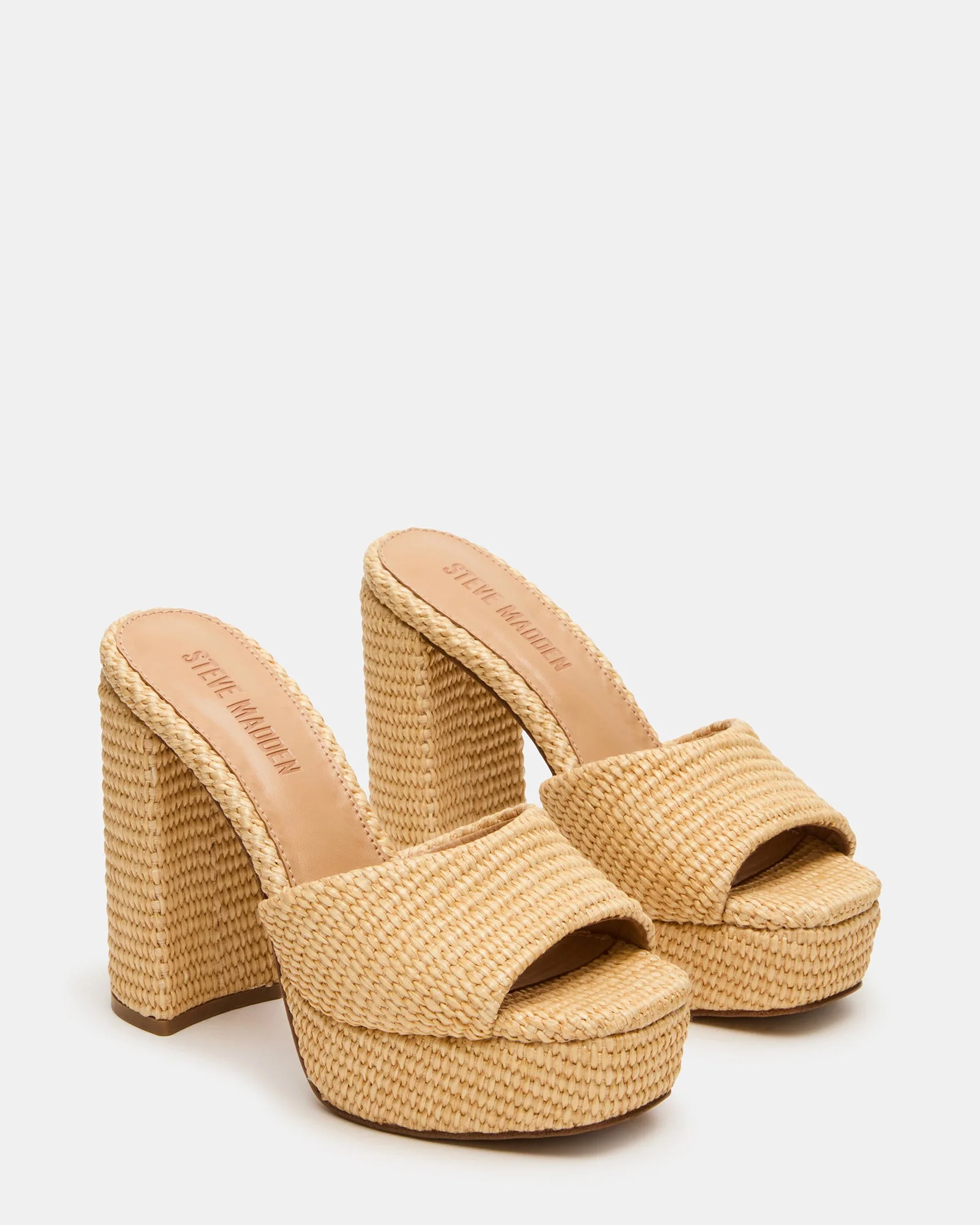 Steve Madden Raffia Open Toe Platform Heel Mule - Image 2