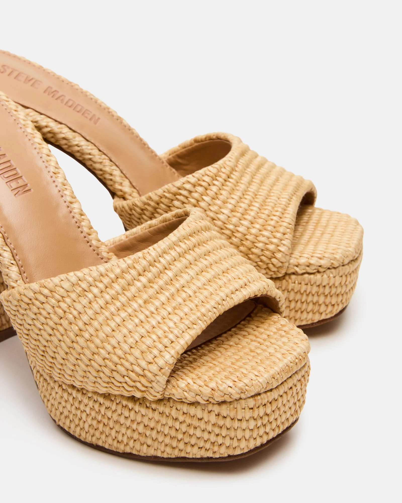 Steve Madden Raffia Open Toe Platform Heel Mule - Image 5