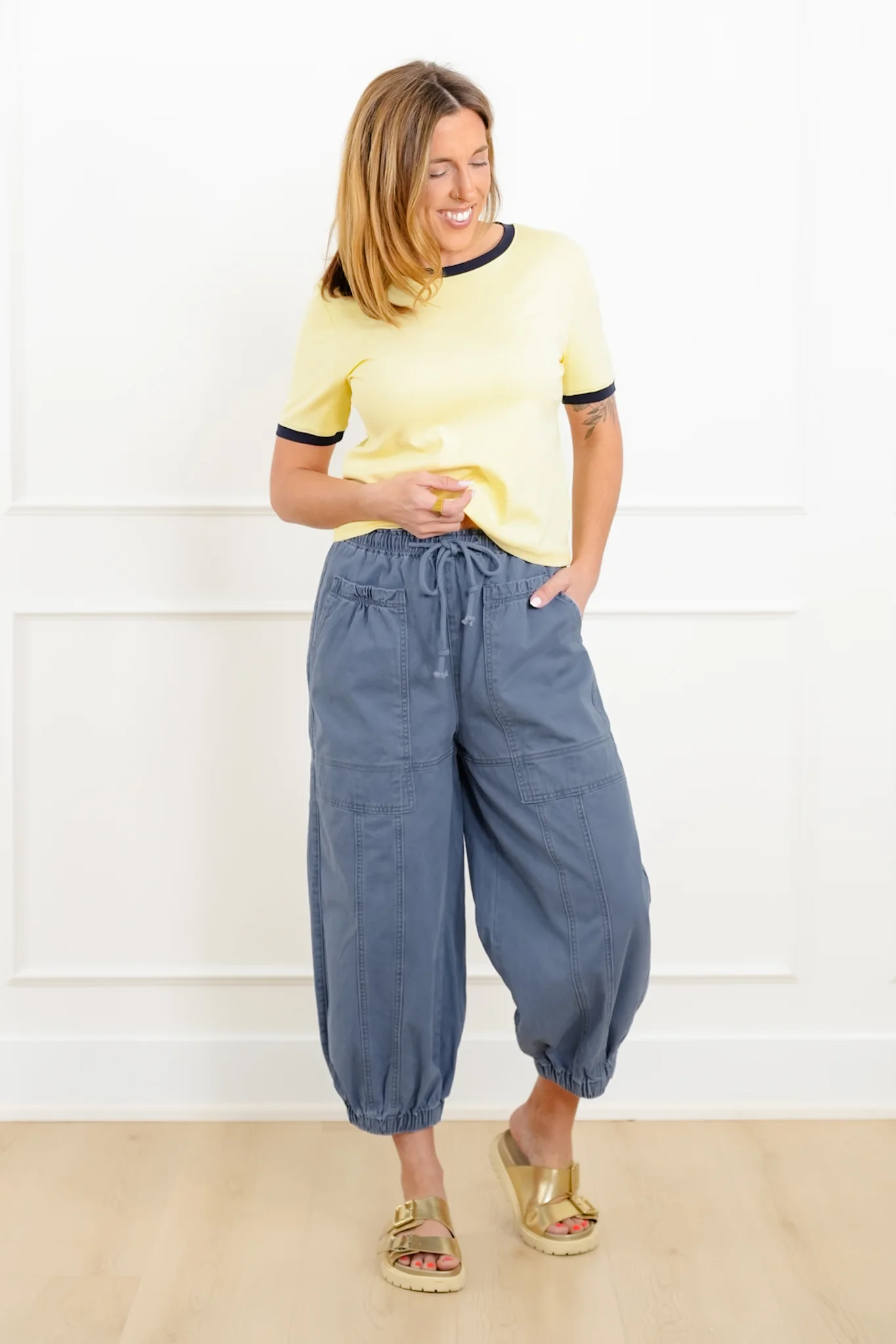 Stone Wash Elastic Waist Jogger Pants - Image 2
