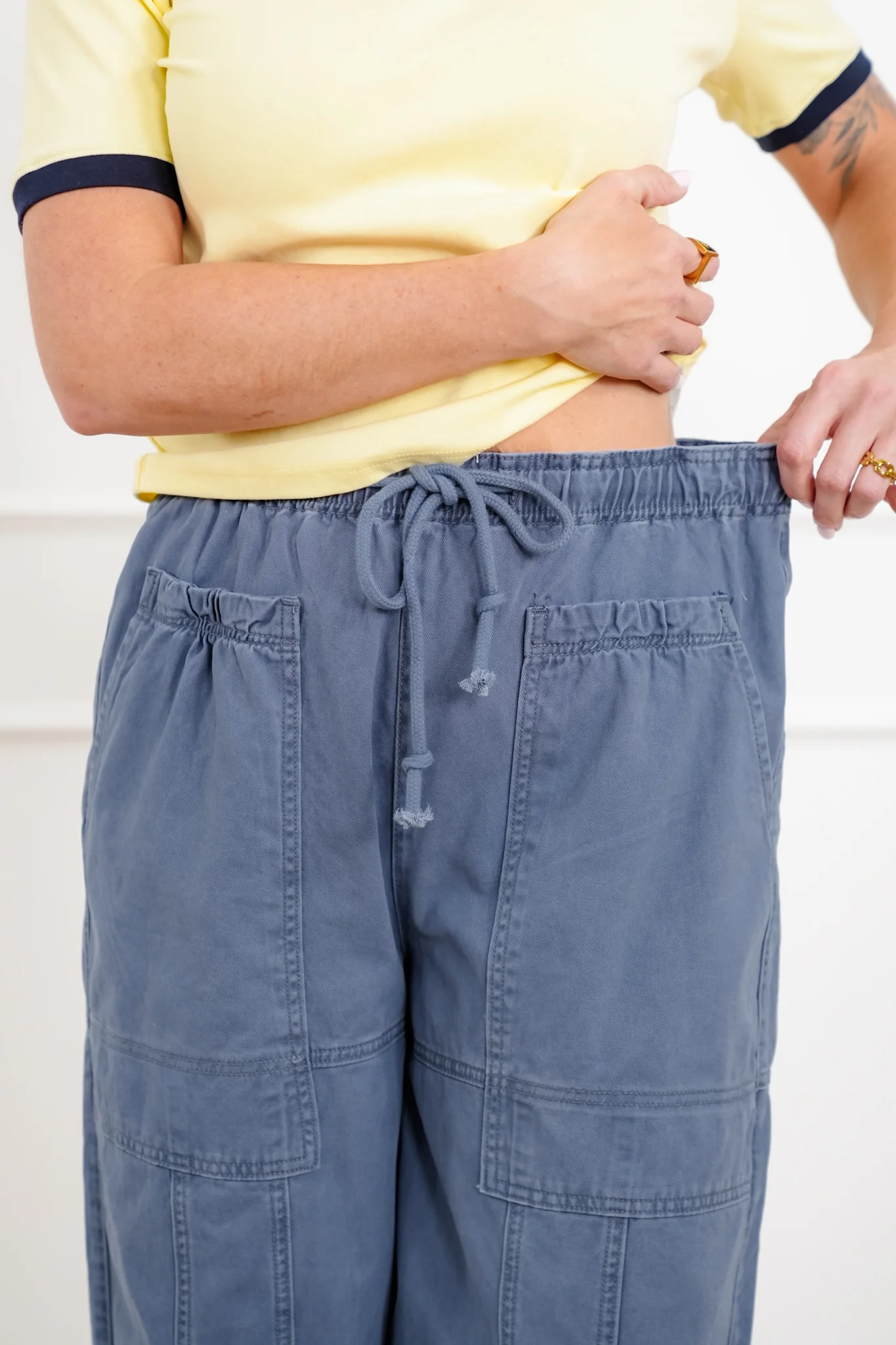 Stone Wash Elastic Waist Jogger Pants - Image 3