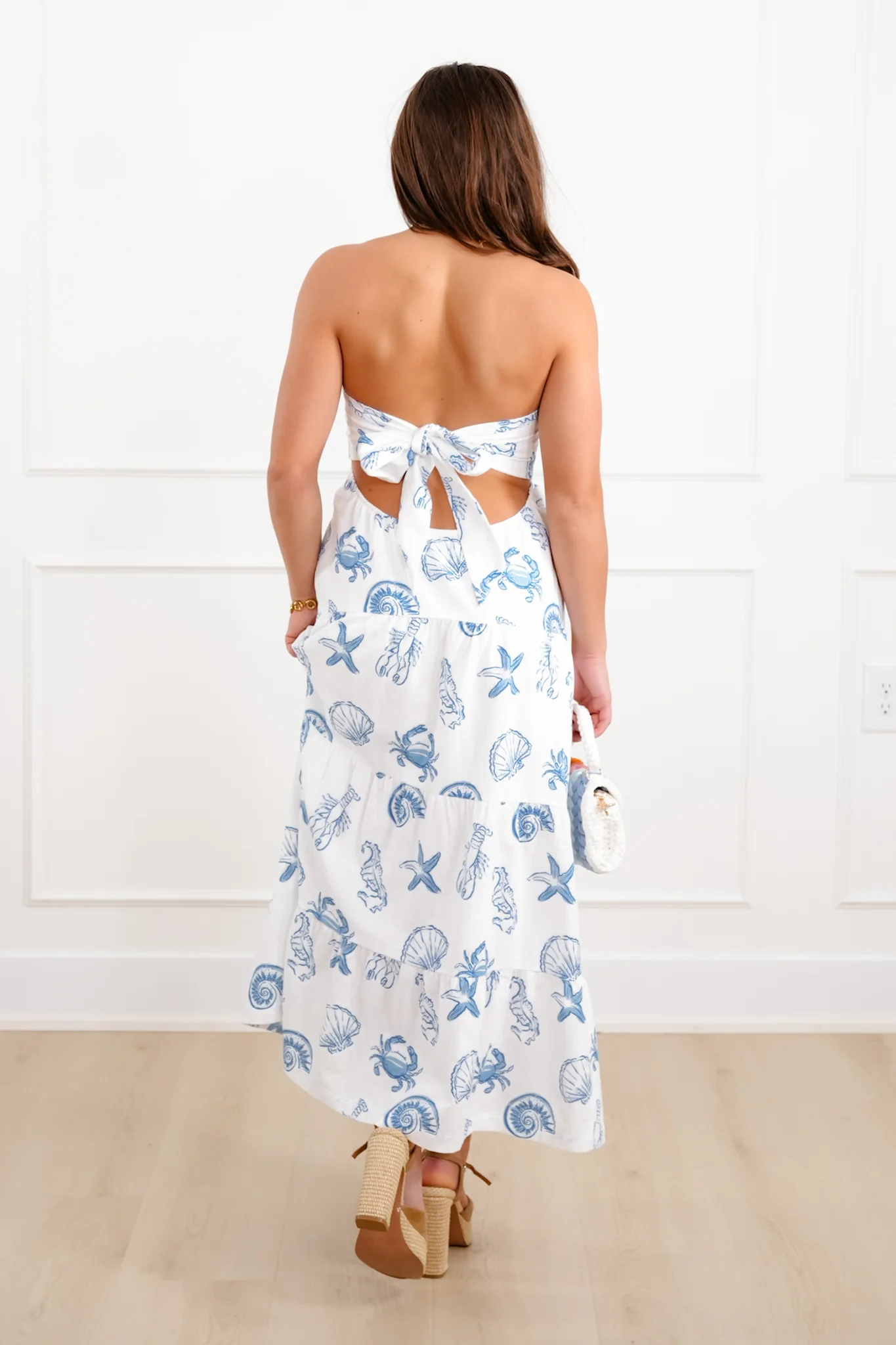 Strapless Ocean Print Maxi Dress - Image 4