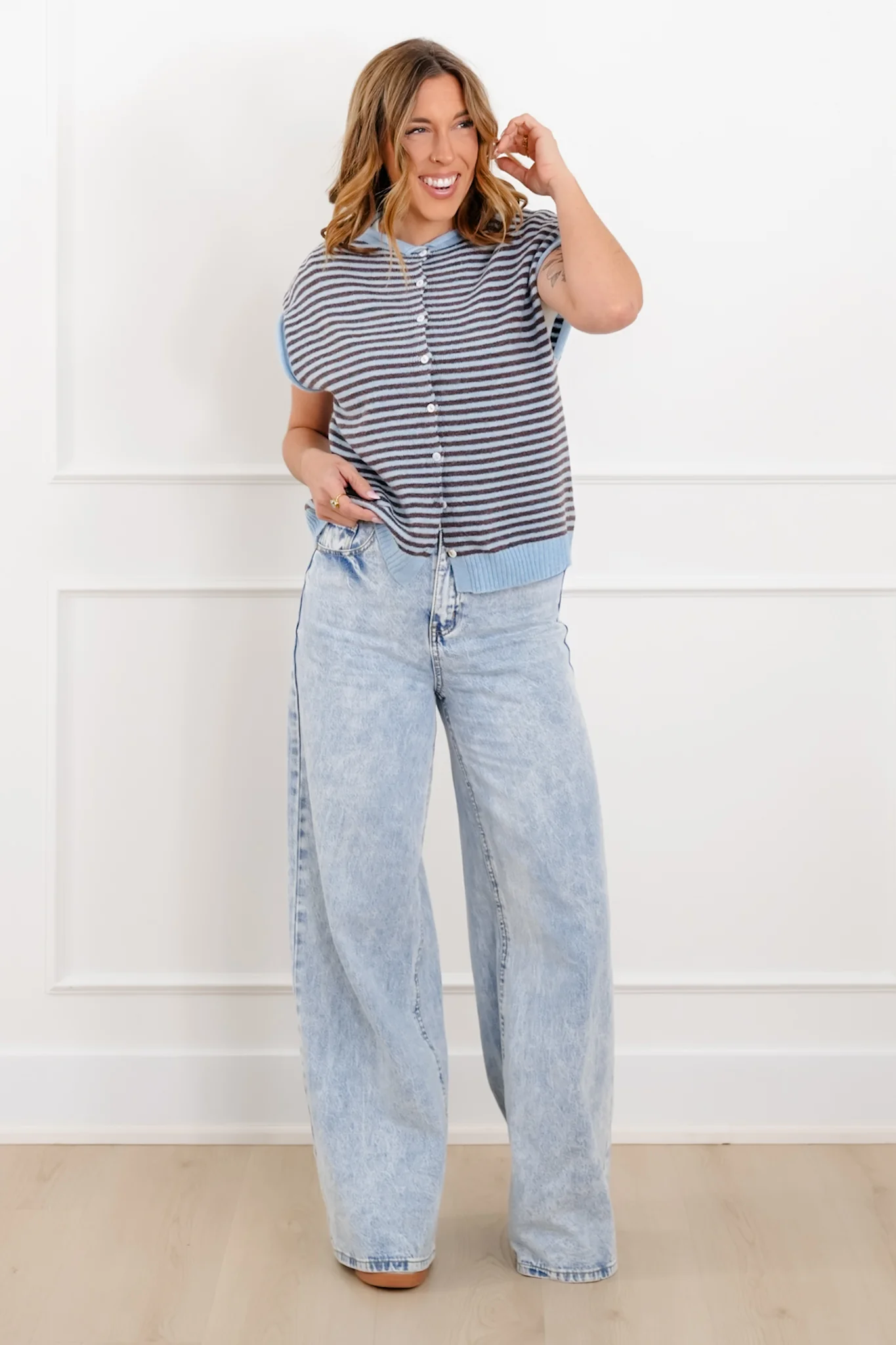 Stripe Button Down Sweater Vest - Image 6