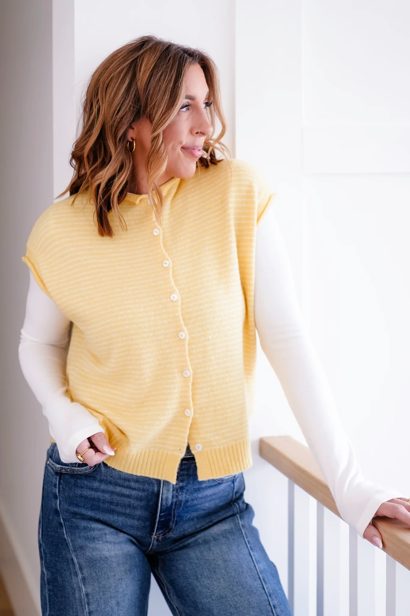Stripe Button Down Sweater Vest - Image 6