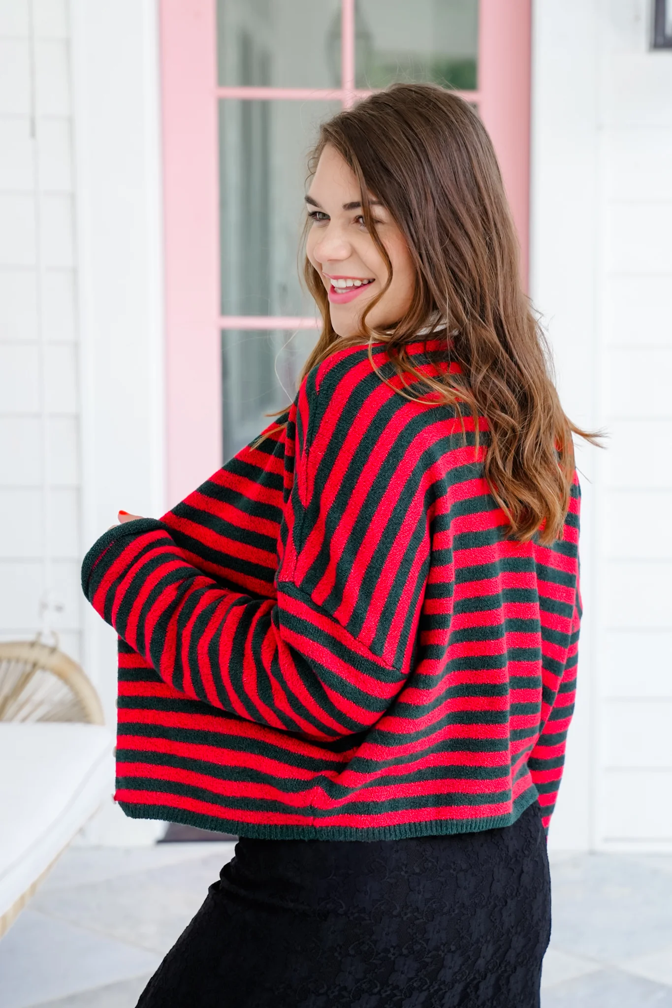 Stripe Long Sleeve Button Down Cardigan - Image 3