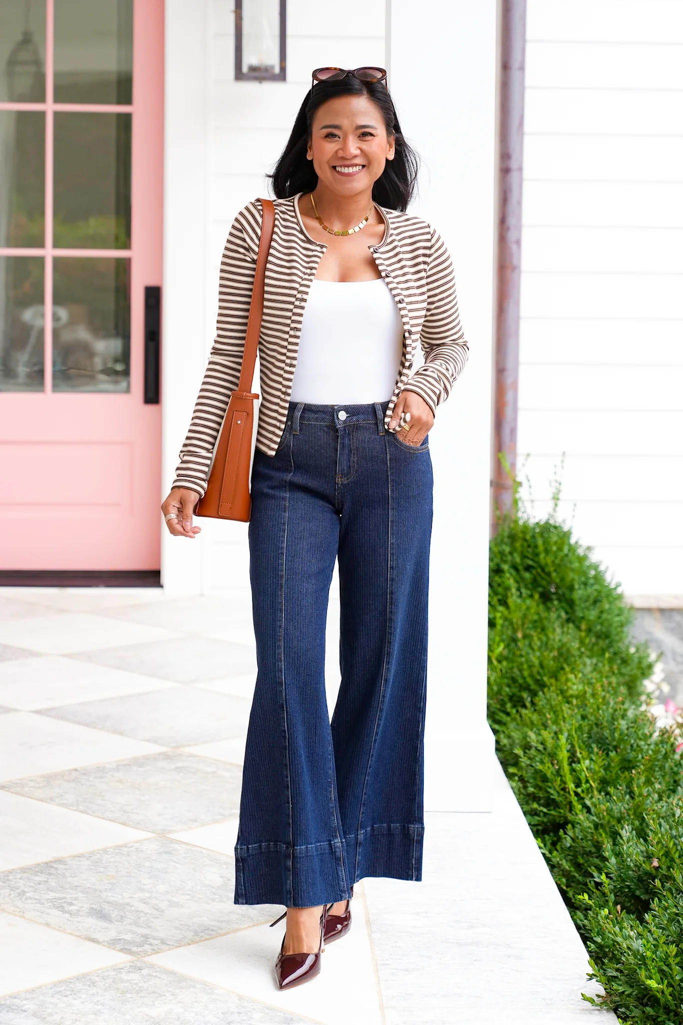 Stripe Long Sleeve Button Down Cardigan - Image 5