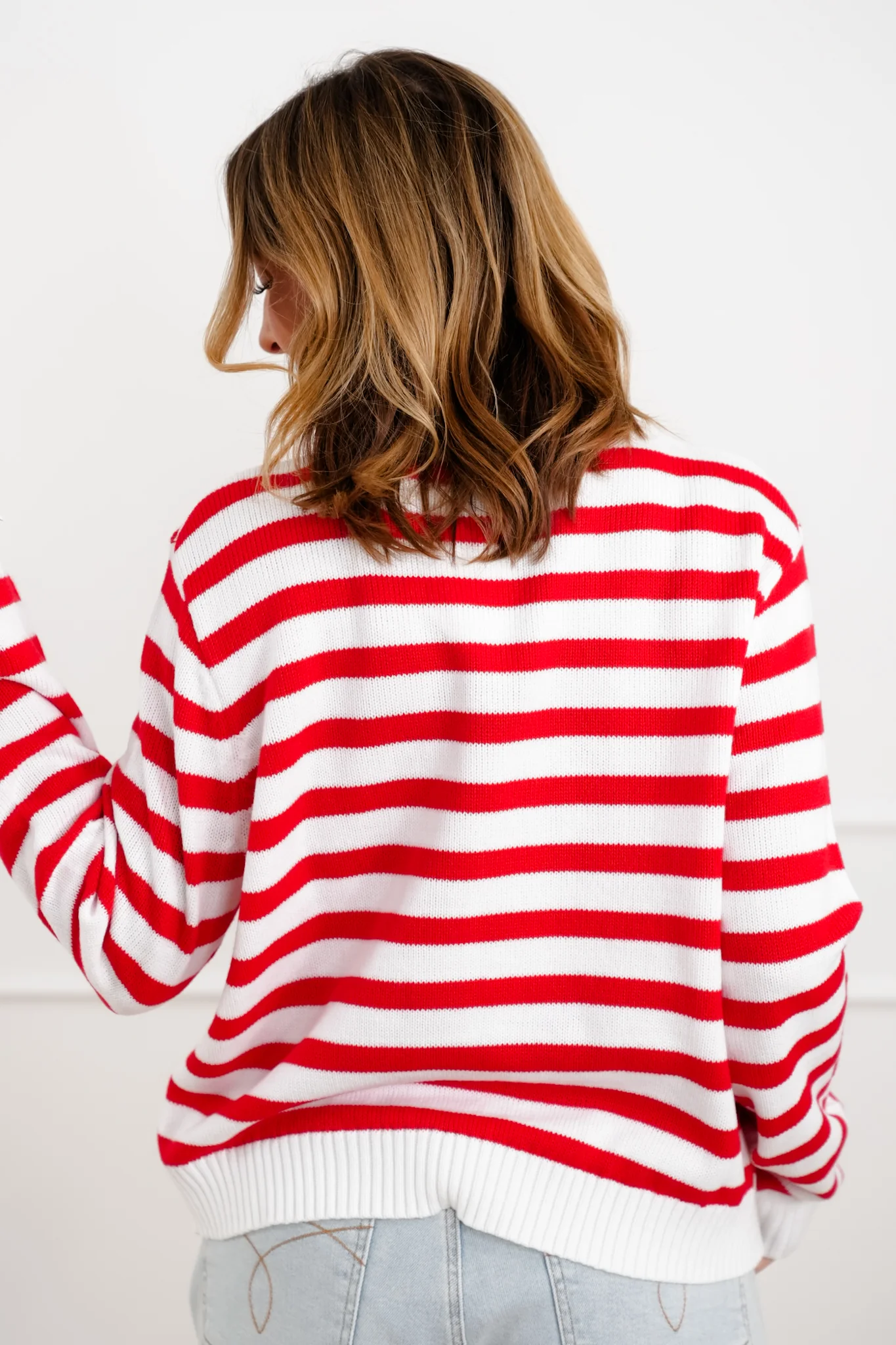 Stripe Long Sleeve Knit Crab Sweater - Image 4