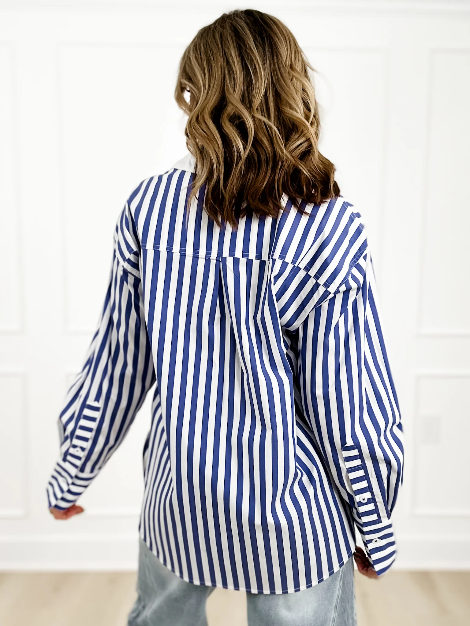 Restock! Stripe Long Sleeve Poplin Button Down Shirt - Image 7