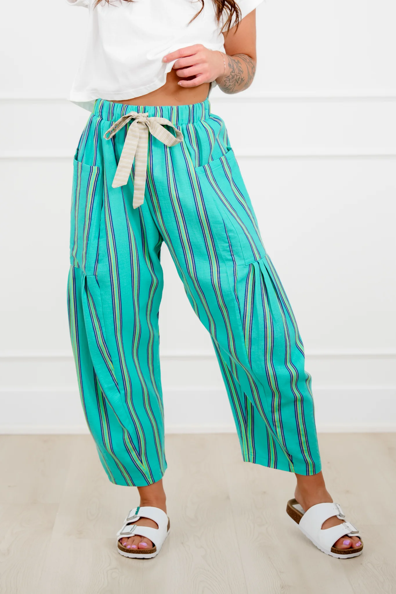 Striped Elastic Waist Lounge Pants - Image 2