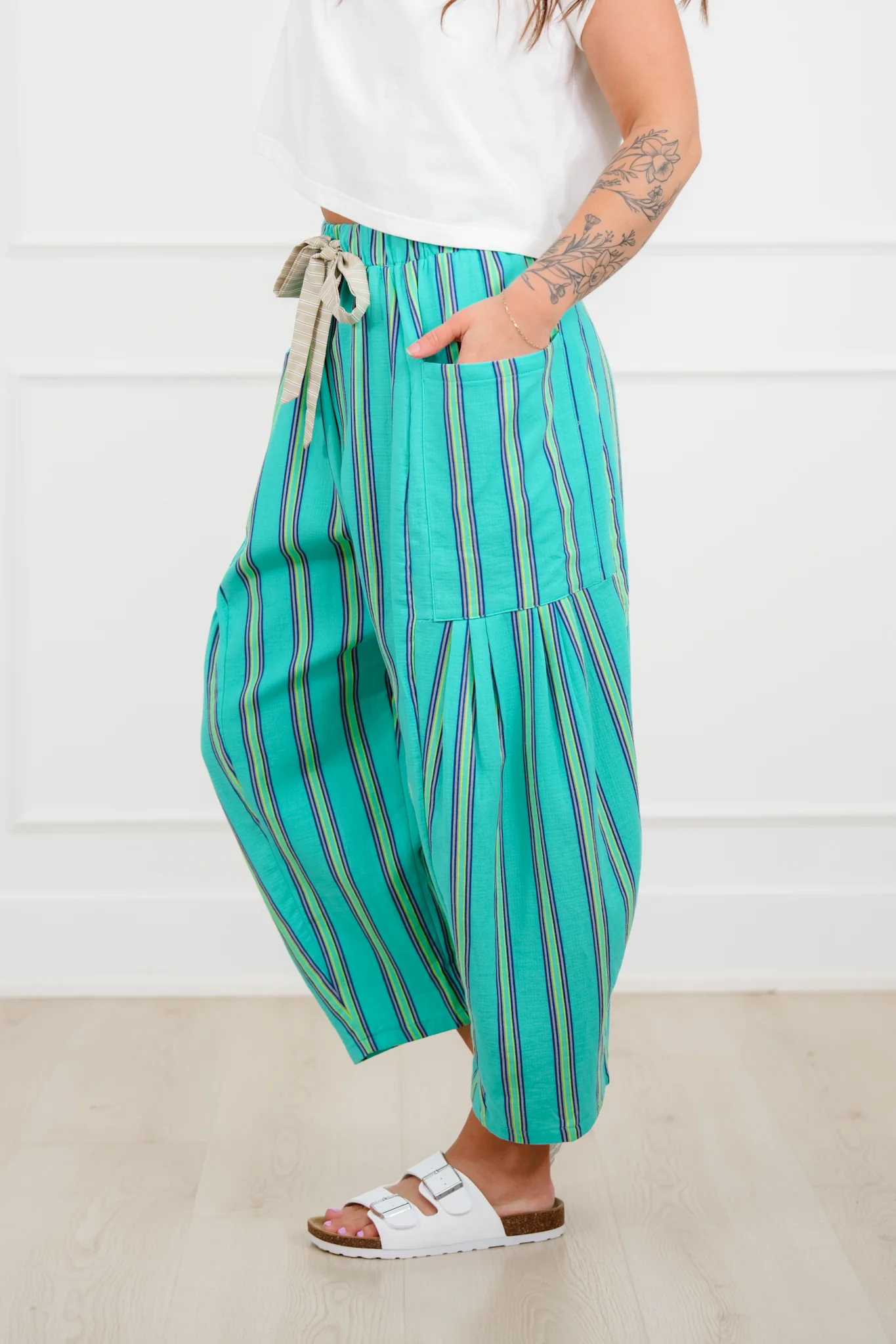 Striped Elastic Waist Lounge Pants - Image 3