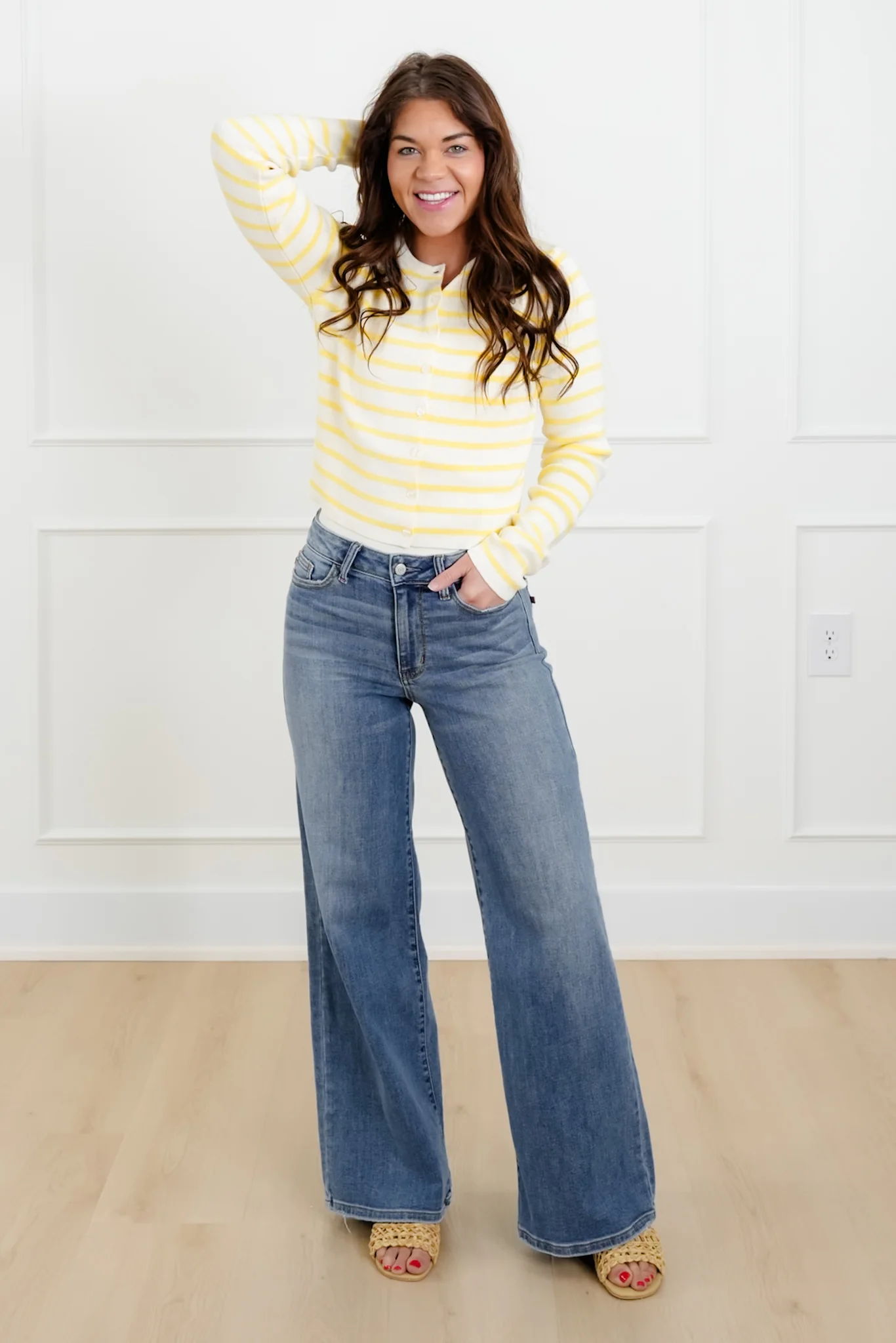 Striped Long Sleeve Button Down Cardigan - Image 7