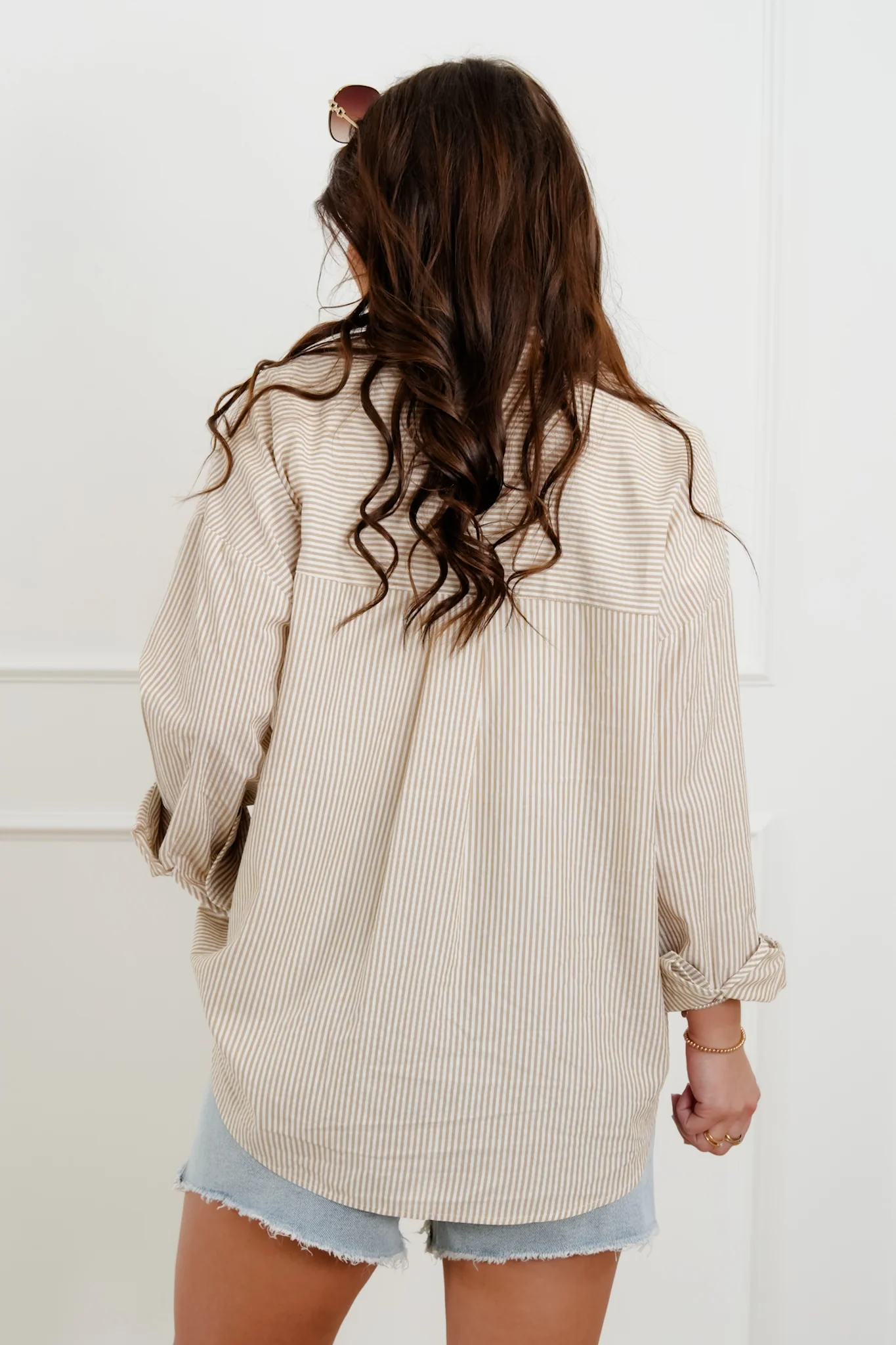 Striped Long Sleeve Button Down Top - Image 6