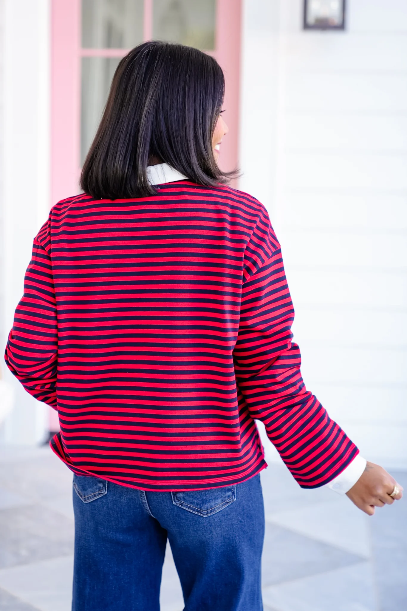 Striped Long Sleeve Round Neck Top - Image 3