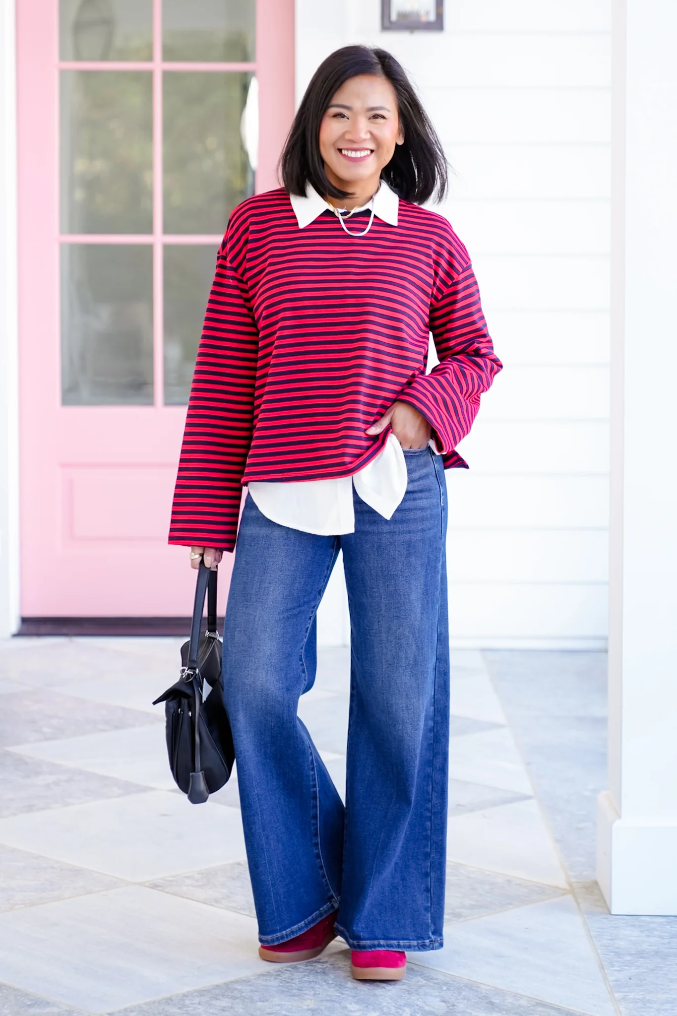 Striped Long Sleeve Round Neck Top - Image 5