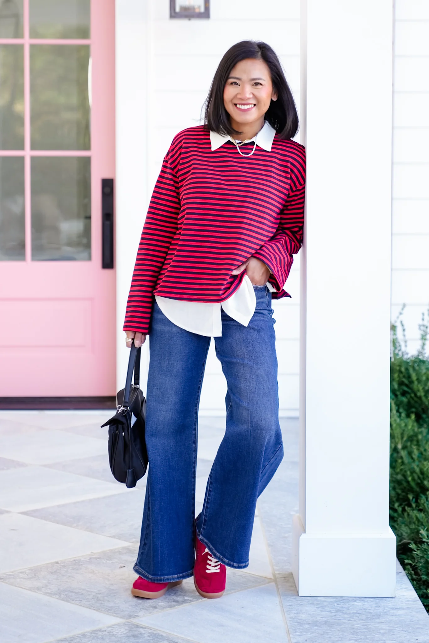 Striped Long Sleeve Round Neck Top - Image 6