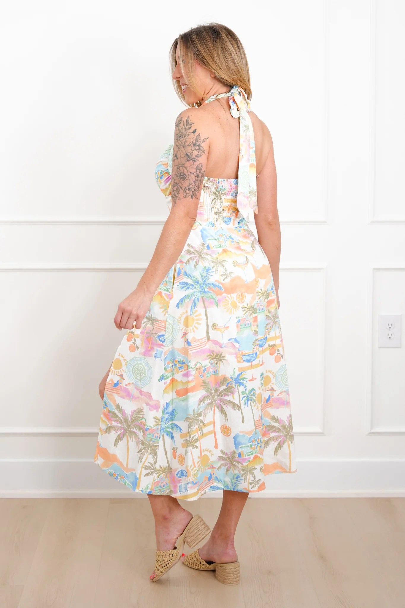 Summer Print Halter Neck Midi Dress - Image 3