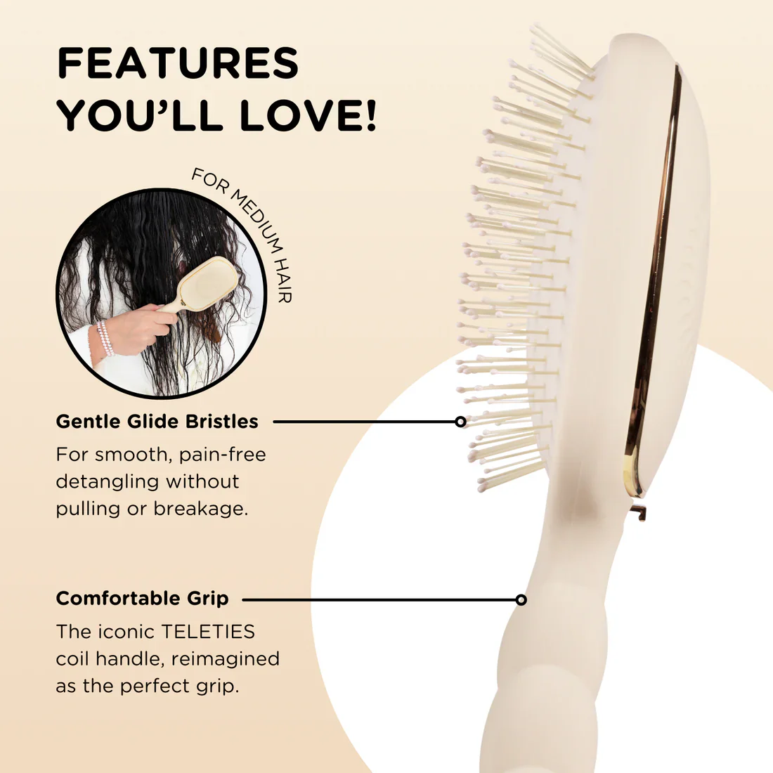 Teleties Detangler Hair Brush for Medium Hair *Final Sale* - Image 10