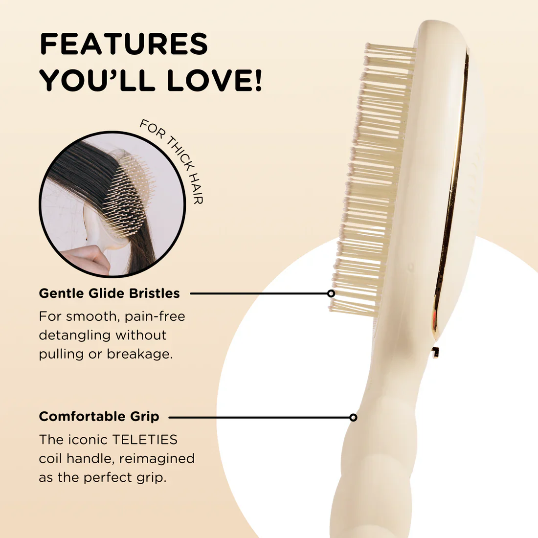 Teleties Detangler Hair Brush for Thick Hair *Final Sale* - Image 8