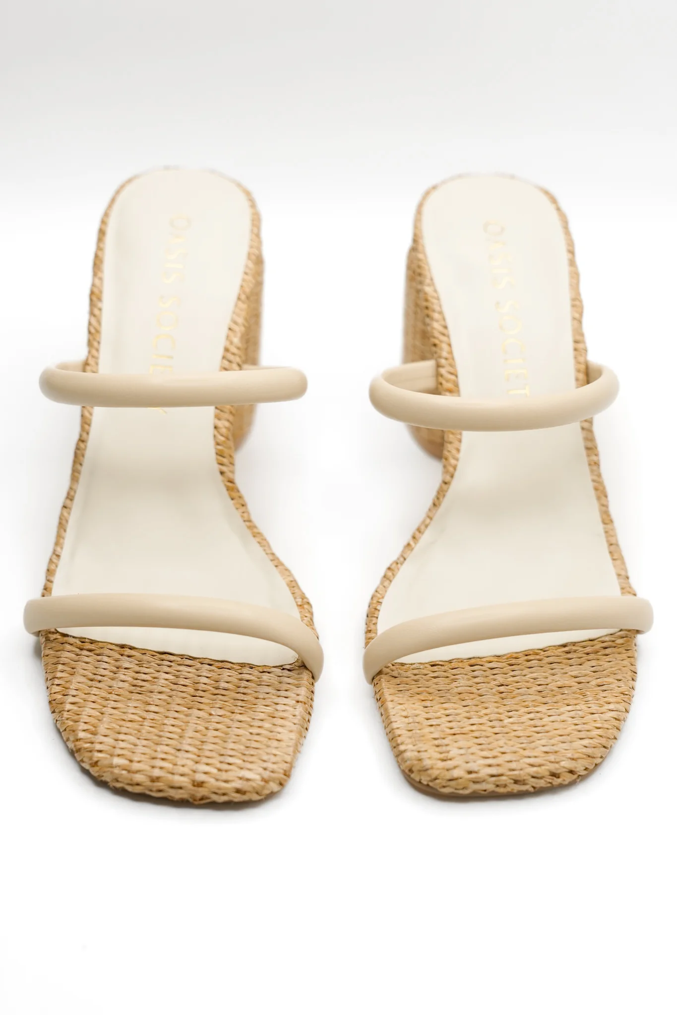 Textured Raffia Double Strap Mule Block Heel - Image 3