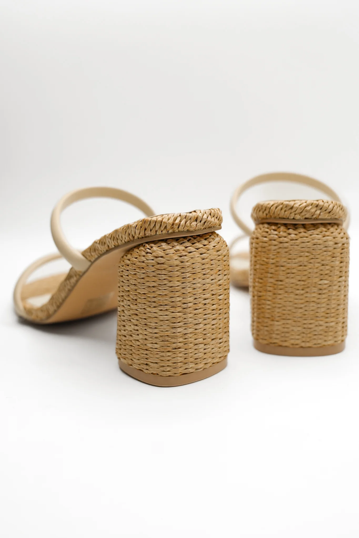 Textured Raffia Double Strap Mule Block Heel - Image 4