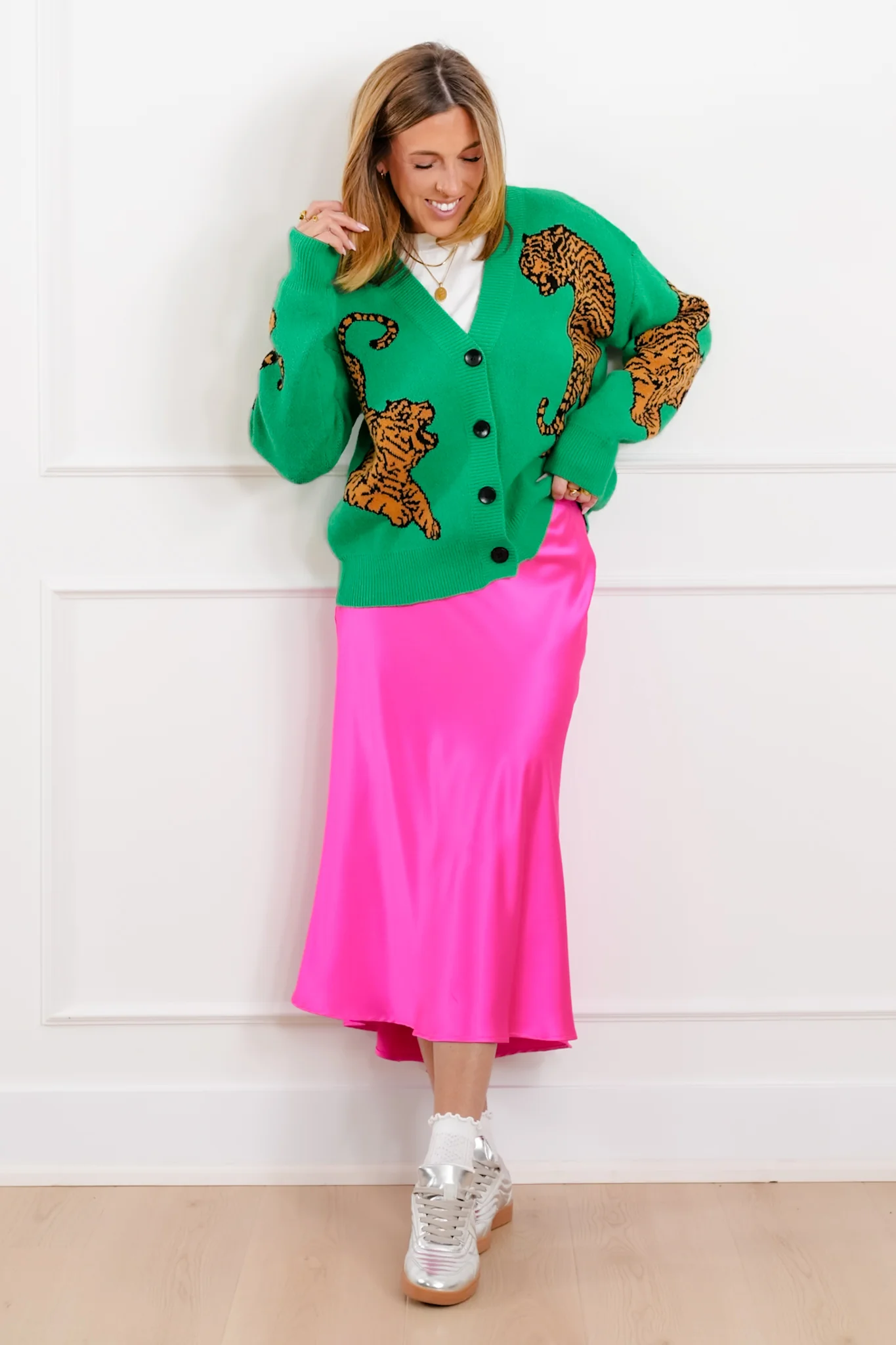 Restock! Tiger Pattern Long Sleeve Button Down Cardigan - Image 3