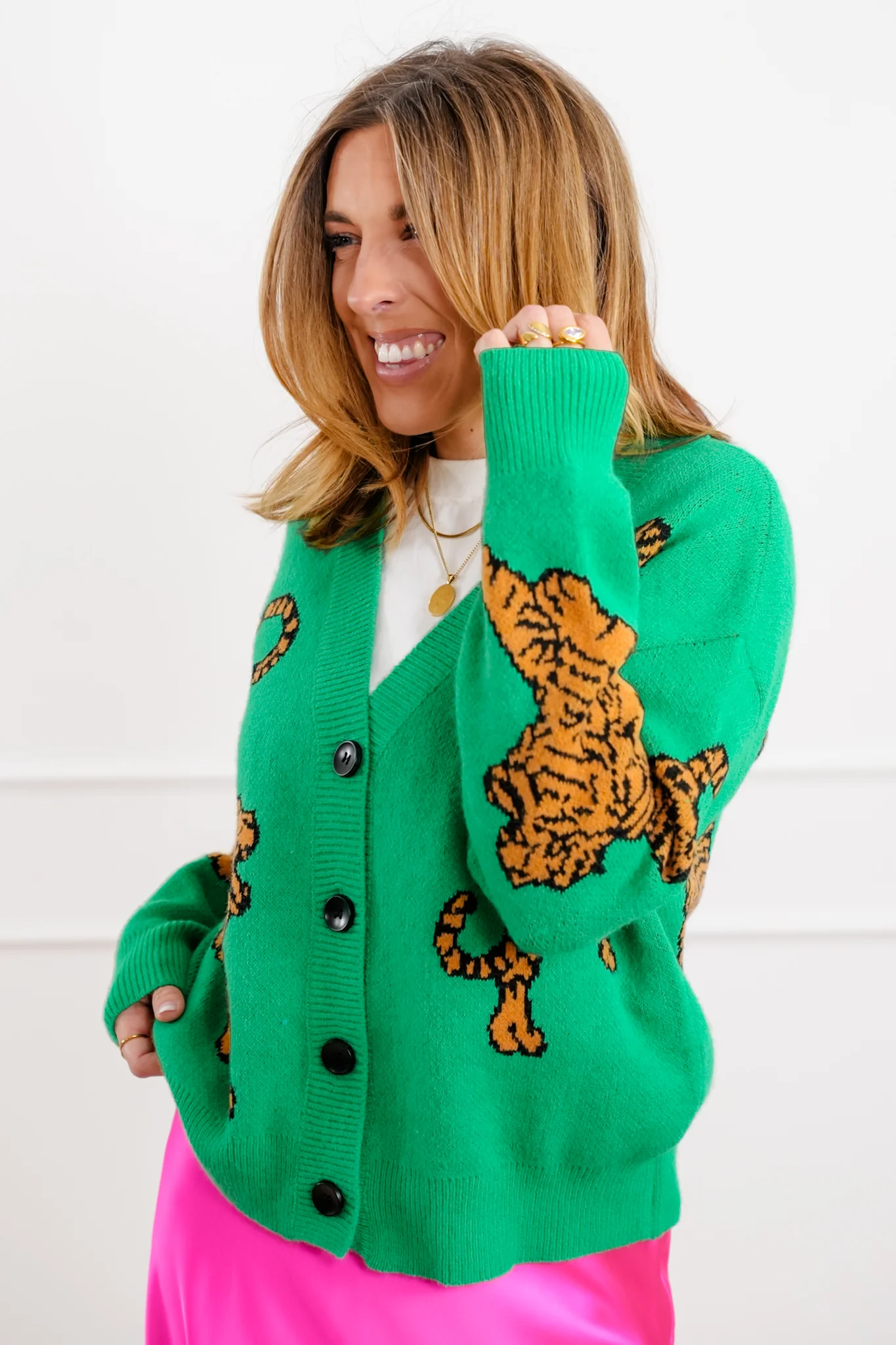 Restock! Tiger Pattern Long Sleeve Button Down Cardigan - Image 4