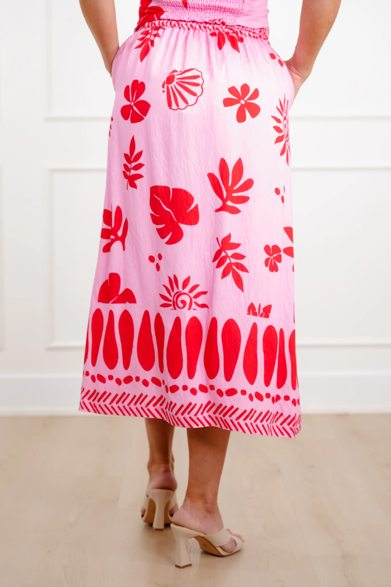 Tropical Print Button Down Midi Skirt - Image 4