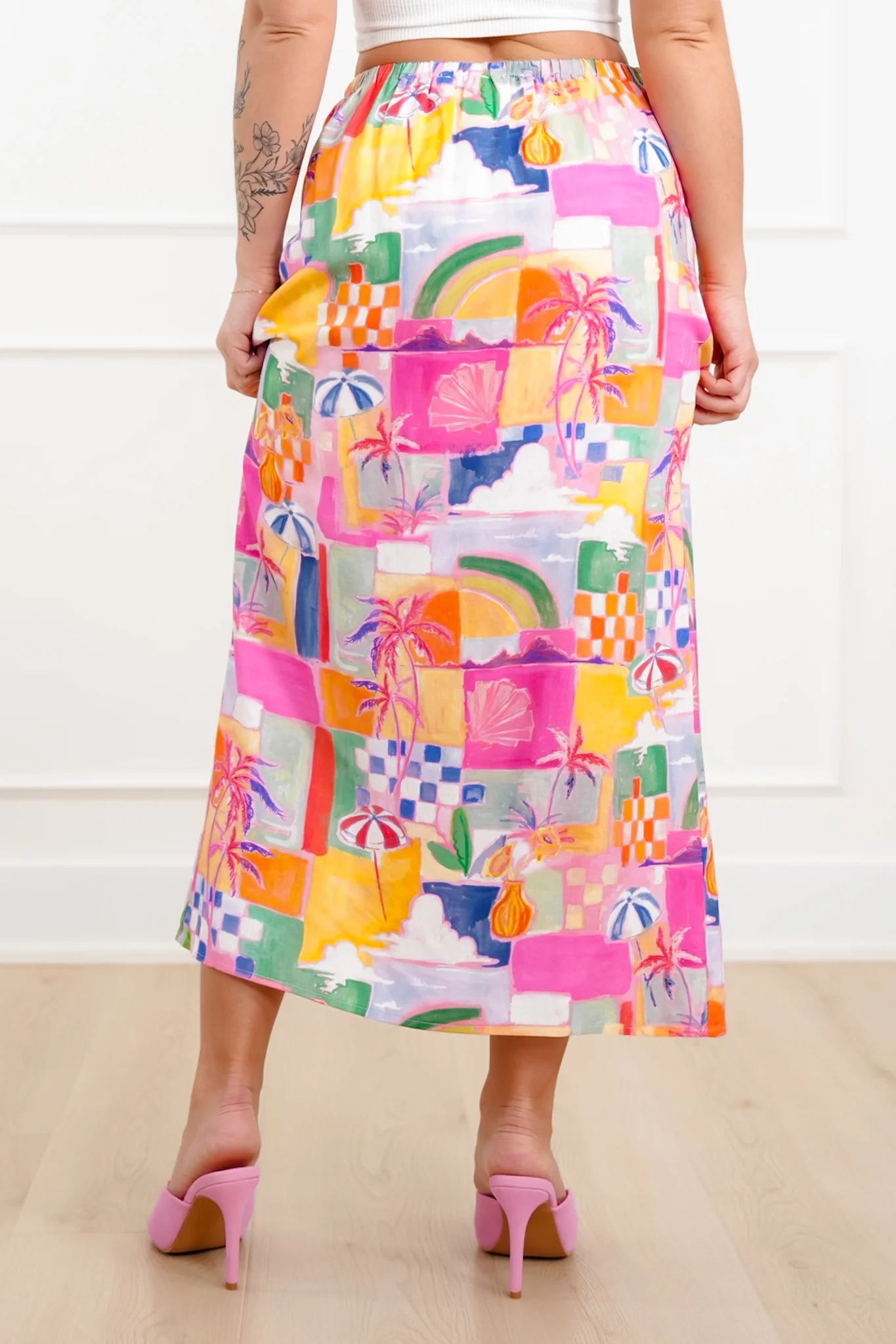 Tropical Print Midi Wrap Skirt - Image 5