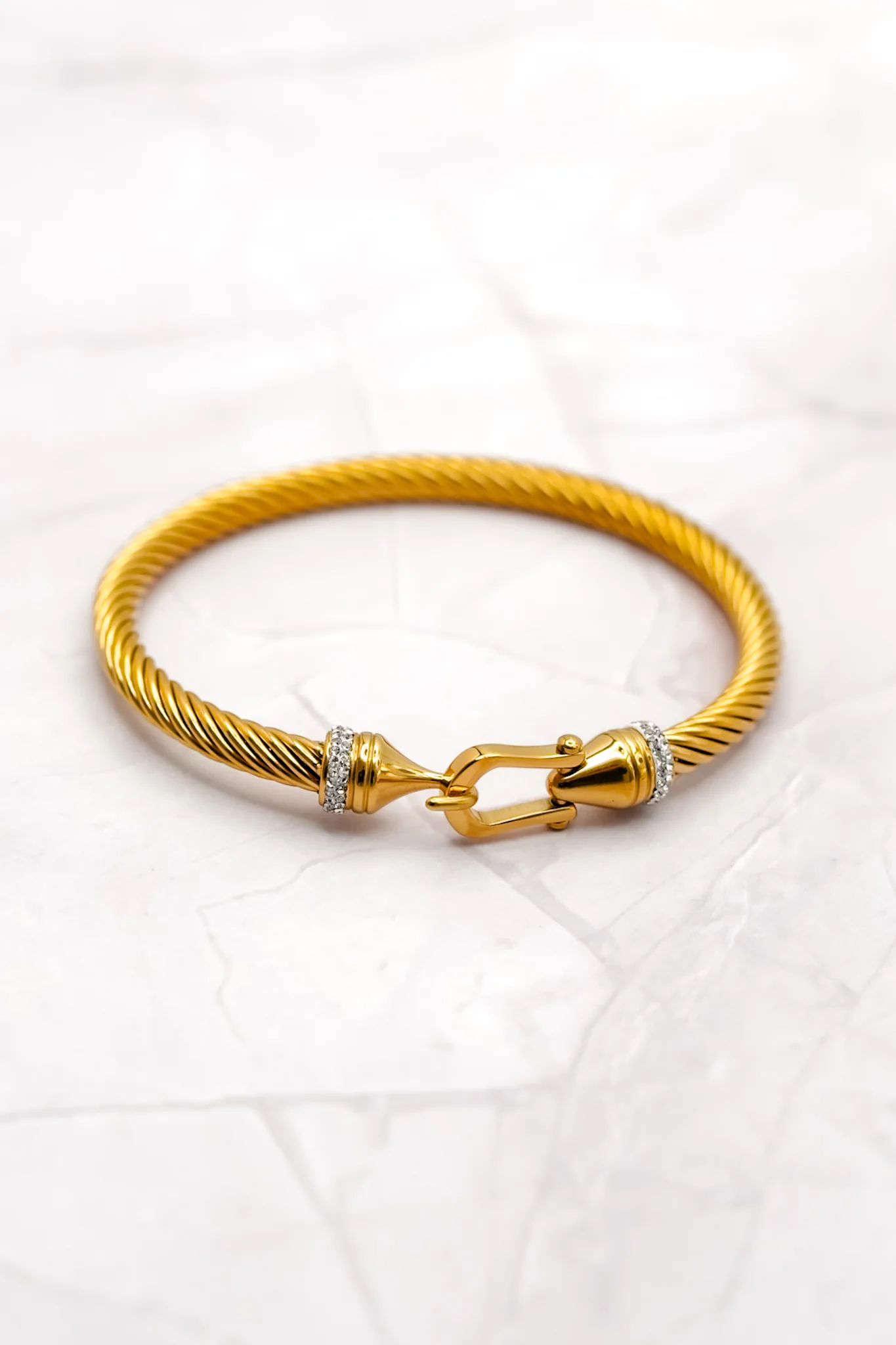 Twist Bangle with CZ Paving - Image 2