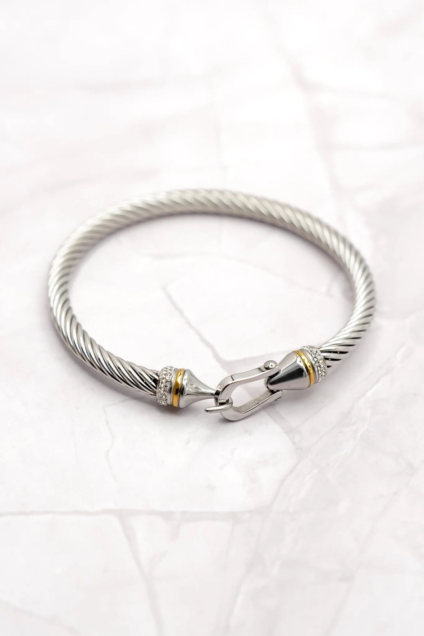 Twist Bangle with CZ Paving - Image 3