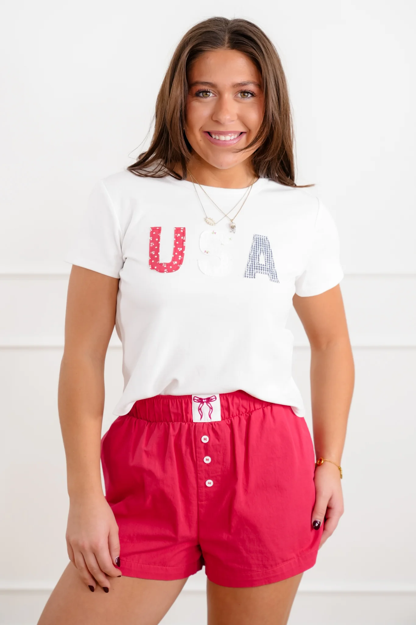 USA Patchwork Short Sleeve Crop Tee Shirt - Image 6