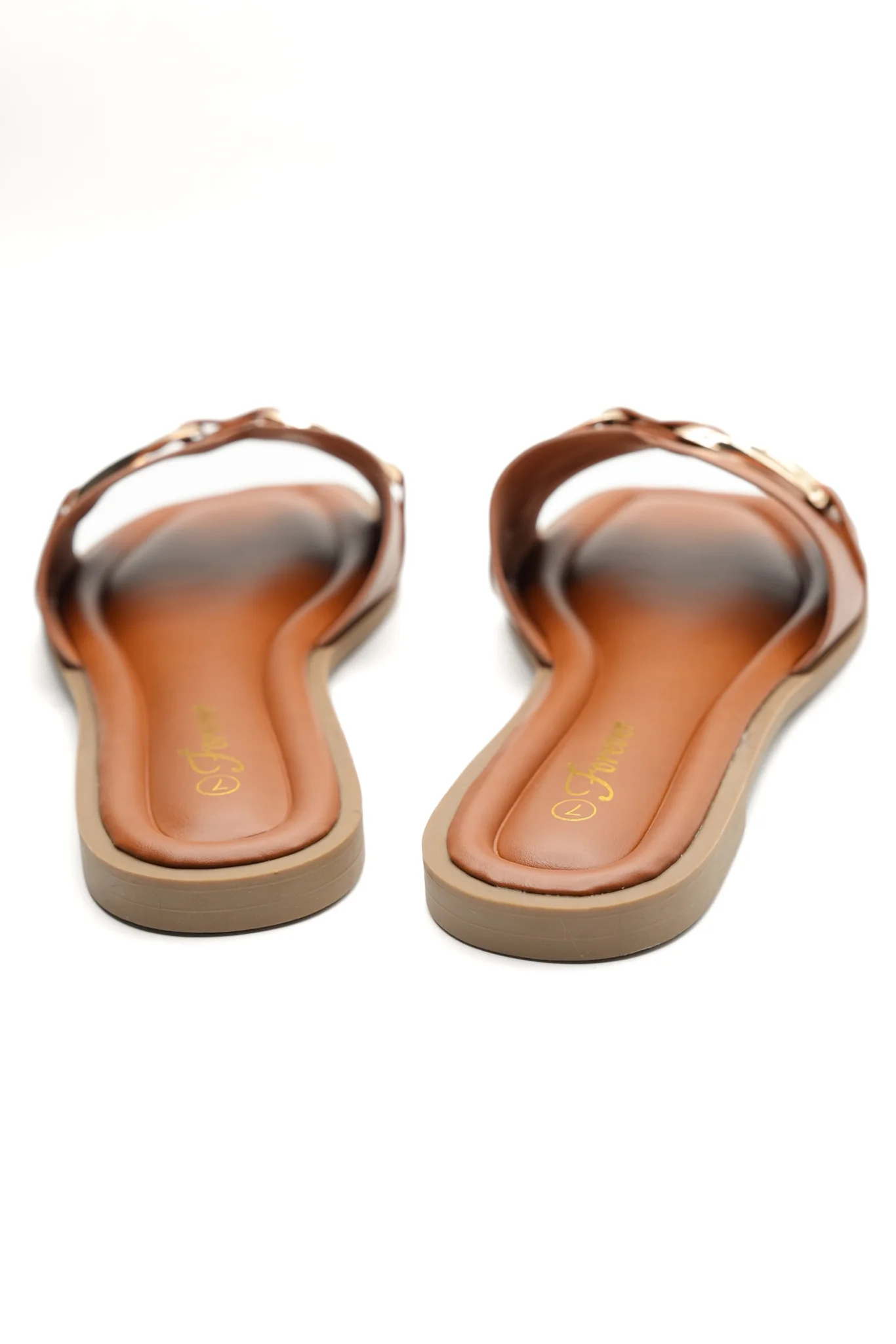 Vegan Leather Slide Sandal with Gold Buckle - Image 7